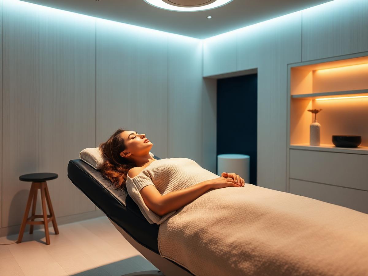 Patient resting comfortably in a calm treatment room